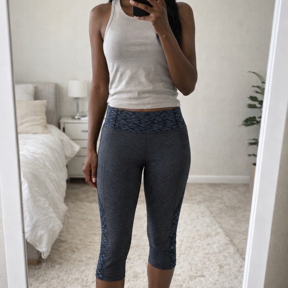 Athleta Women’s Capri Leggings High Waist Gray/Navy XS 20" Inseam